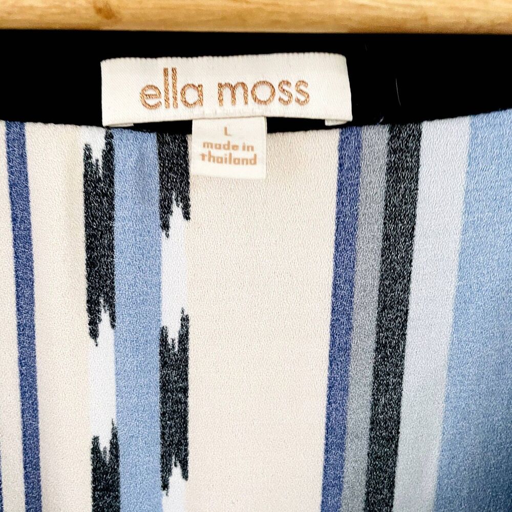 Ella Moss Blue & Black Print Tunic Blouse Size L - Picture 9 of 12